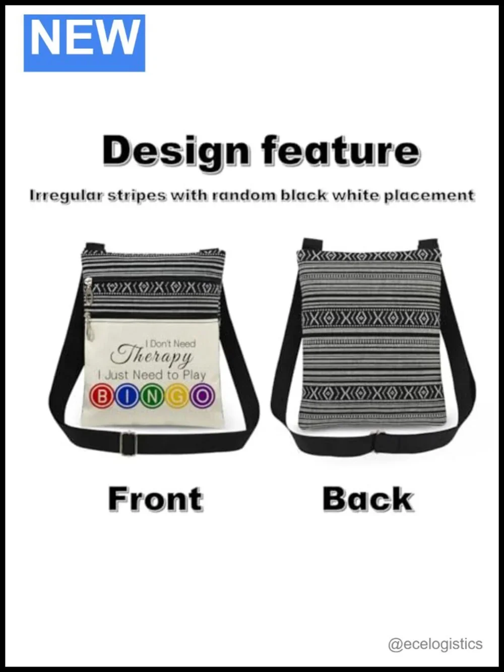 Bingo Crossbody Bag Adjustable Strap Dual Pockets Messenger